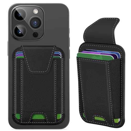 Image of Miroddi for MagSafe Wallet with Privacy Flap, Strongest Magnetic Card Holder for iPhone 17, iPhone 16 /15 /14 /13 /12 Series, Detachable Magnetic Phone Wallet, RFID Blocking, Fit 7 Cards, Black & Black