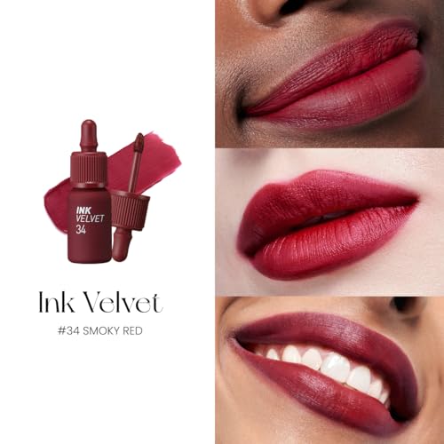 Image of Peripera Ink the Velvet Lip Tint, High Pigment Color, Longwear, Weightless, Not Animal Tested, Gluten-Free, Paraben-Free (034 SMOKY RED)