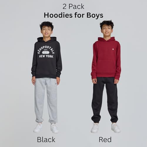 AEROPOSTALE Boys Hoodie 2 Pack – Premium Comfy Fleece Hooded Pullover for Kids, Soft Boys Sweatshirts Set, Size 4-20 - Image 3
