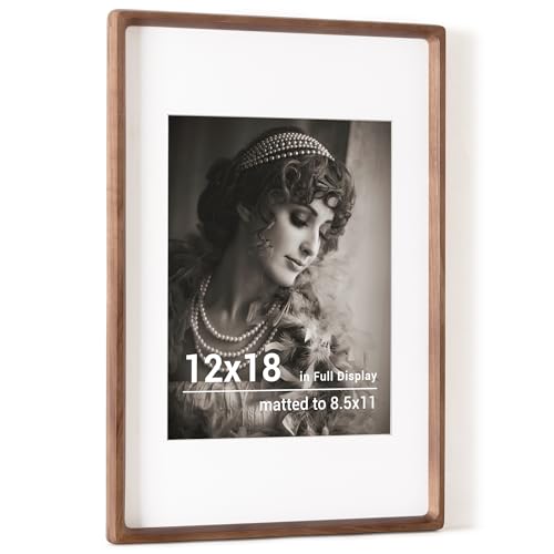 12x18インチ ポスターフレーム 木製 8.5x11マット付き 壁掛け 手作り丸角