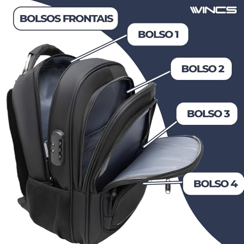 Mochila Masculina Reforçada Executiva Grande Mochila para Notebook Trabalho Viagem Escola com Cabo d