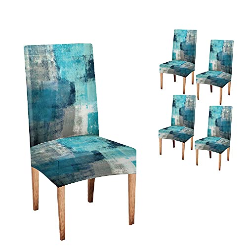 CAPSCEOLL Turquoise Teal Slipcover Stretch Removable Washable Parson Chair Covers for Dining Room, Living Room, Kitchen Set of 4