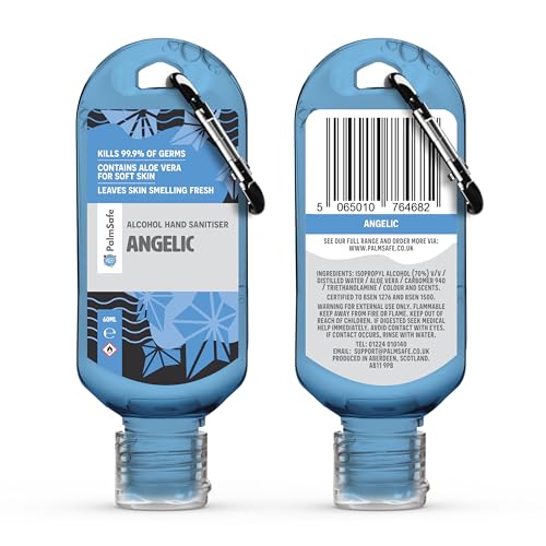 Palm Safe Angelic 60ml Anti Bacterial Premium Hand Sanitiser Travel Size Refillable Clip Bottle Quick Drying Non Sticky Extra Moisturising Kills 99.9% of Viruses and Bacteria - Image 7