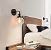 Phansthy Black Bathroom Light Fixture Single Industrial Wall Sconce with 5.9 Inches Globe Lampshade