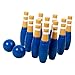 Fancyes 10 Pieces Wood Bowling Set Lawn Bowling and Skittle Ball Games