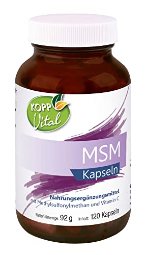 KOPP Vital® MSM | Kapseln - vegan | 92 g | 1 x 120 Kapseln | mit Vitamin C | Organisch gebundener Schwefel | Glutenfrei | Laktosefrei | Apothekenqualität