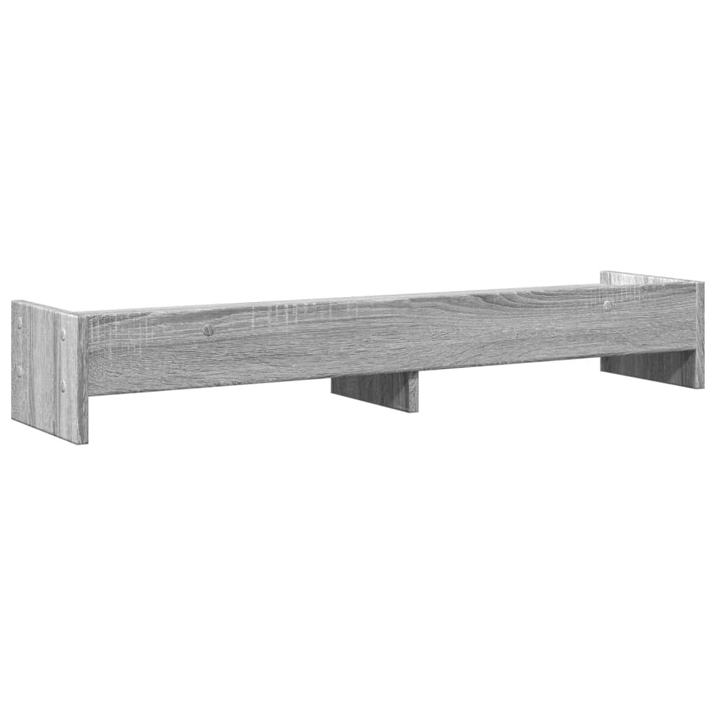 Supporto per monitor grigio Sonoma in legno 100 x 24 x 16 cm, per due monitor, 4 scomparti, portata 25 kg, supporto da scrivania per home office, ufficio e gaming