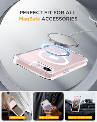 Image of Miracase for iPhone 17e Case & iPhone 16e Case, Full-Body Phone with Built-in Glass Screen Protector, [Magnetic with MagSafe] Military Drop Proof 17 E / 16 E Cover Bumper 6.1 inch, Clear