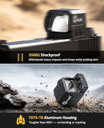 CVLIFE WildHawk Enclosed Multi-Reticle Green Dot Sight for RMS RMSc Cut | Auto-Brightness, 2 MOA Dot & Circle, Motion Awake, 3500G Shockproof, Compact Carry Optics, Adapter for MOS/RMR/Picatinny - image 4