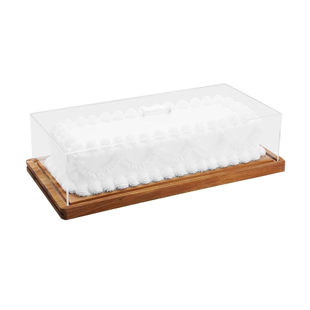 Hndhbfgrt Wooden Dessert Board with Cover, Cake Stand& Acrylic Lid,Charcuterie Table Display Set Rectangle Flip Tray Wood