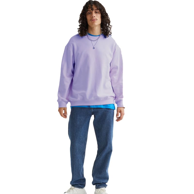 Image of DROBE Cotton Blend Round Neck Solid Sweatshirt for Men