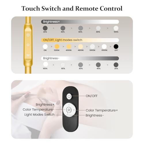 Image of Mznoo Lash Light, Half Moon Lamp with Tool Tray, 2500LM LED Moon Light for Eyelash Extensions, Flexible and Adjustable Color Modes, Suitable for Beauty Salons and Beginner DIY (Gold)