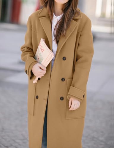 IDEALSANXUN Womens Fall Winter Wool Coats Double Breasted Trench Coats Peacoat2