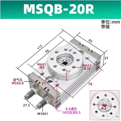 Cylindre pendulaire MSQB20R à rotation précise réglable - 3
