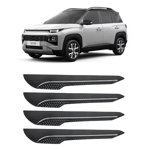 Image of AOSIS-Car Bumper Protector /Bumper Guard for Hyundai Exter with Single Chrome Stripe (4-Pcs)