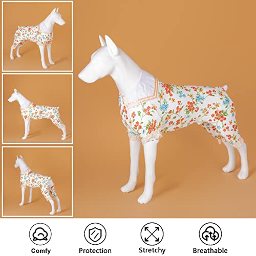 LovinPet Dog Costume, Wound Care Cute Lapel Dog T-Shirts for Large Dog, Elastic Stretchy Roseberry Cottage Flowers Cream Prints Large Dog Pjs for Dogs Pitbull Clothes Dog Outfit XXL LovinPet Dog Costume, Wound Care Cute Lapel Dog T-Shirts for Large Dog, Elastic Stretchy Roseberry Cottage Flowers Cream Prints Large Dog Pjs for Dogs Pitbull Clothes Dog Outfit XXL