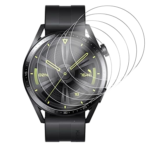 Hianjoo 6 Piezas Protector Pantalla Compatible con Huawei Watch GT 3 46mm, Premium 9H Vidrio Templado Film Vidrio Láminas [Resistente a Rayones] [Anti-Shatter][No Compatible con Watch GT/GT 2 42mm]