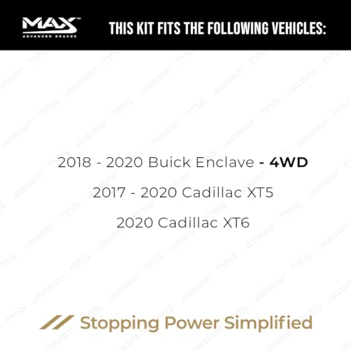 Image of Max Advanced Brakes Front & Rear Brake Kit Compatible With 2018-2020 Buick Enclave Compatible With Cadillac XT5 XT6 Replacement Premium OE Disc Brake Rotors and Ceramic Brake Pads
