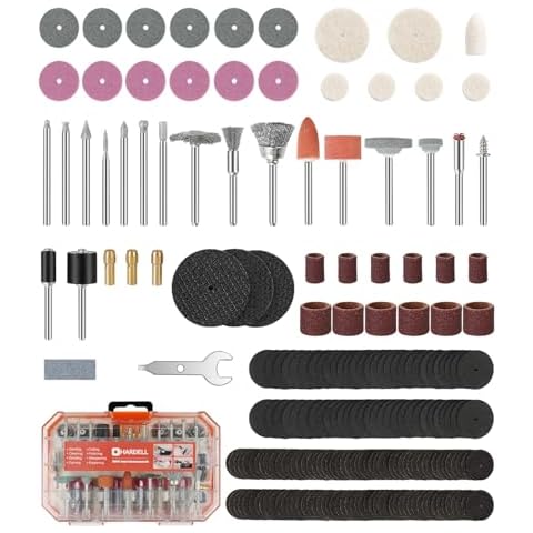 HARDELL Rotary Tool Accessories, 227pcs Power Rotary Tool Accessories Kit, 1/8"(3.2mm) Diameter Shanks, Universal Fitment for Easy Cutting, Polishing, Sanding, Carving, Grinding(Orange) Cover