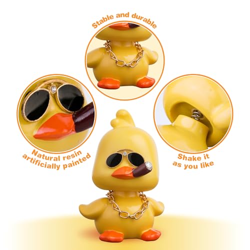 KIAYOO Wackelfigur, Auto Deko Niedliche Gelbe Ente Armaturenbrett Dekorationen Interieur Autozubehör Wackelkopf Car Geschenk für Ihn Sie Männer Frauen Freunde Freund Geburtstag Weihnachten