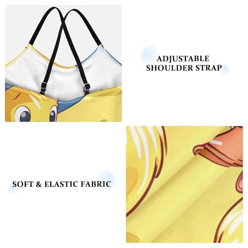 Bolaz Girls Swimsuits One-Piece Bathing Suits Multicolor Kids Sport Summer Beach Swimwear for 3-10 Years Old-Cute Ducks with Hats Cartoons3