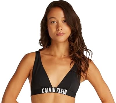 Calvin Klein Top de Bikini Mujer Bralette con Relleno extraíble  Negro  Pvh Black   M