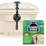 Blazer Brand Strong Strap AUTO Outdoor Trash Lid Lock – Curbside Gravity Release Setting, Fits 32–96 Gallon Cans, No Tools Required (1 Pack) Mitigate Pests, Wind, Overflow, and Spillage