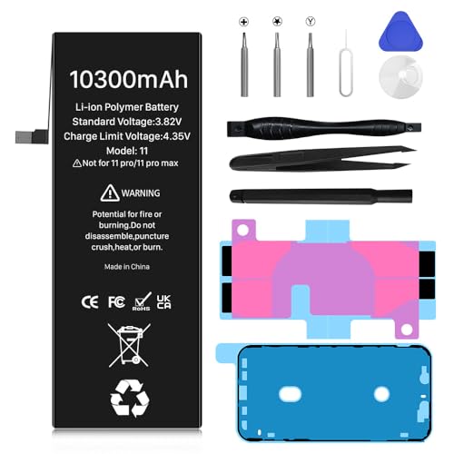 Battery for iPhone 11 Upgraded 10300mAh High Capacity New 0 Cycle Replacement Battery for iPhone 11 A2111 A2221 A2223 with Professional Repair Tool Kit
