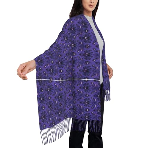 Haunted Mansion 77.6"*28.3" Print Fringed Scarf Shawl For Women Lightweight Scarf Fall Winter Thick Scarf4