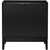 Best Choice Products 2-Door Modern Storage Cabinet, Buffet, Sideboard, Media Cabinet, Cupboard, Entryway Accent Table, Bookcase w/Reeded Panels and Adjustable Shelves â Black