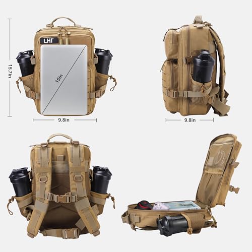 Image of LHI Tactical Military Backpack for Men 25L /45L Large Molle Army Assault Pack 3 Day Hiking Rucksack With Bottle Holder