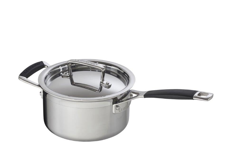 Le Creuset 3-warstwowy rondel ze stali nierdzewnej, 16 cm, uchwyt silikonowy, 96200916011520