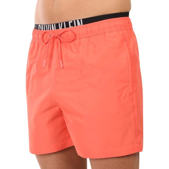 Calvin Klein Bañador Hombre Medium Double con cintura ajustable, Naranja (Dazzling Coral), M