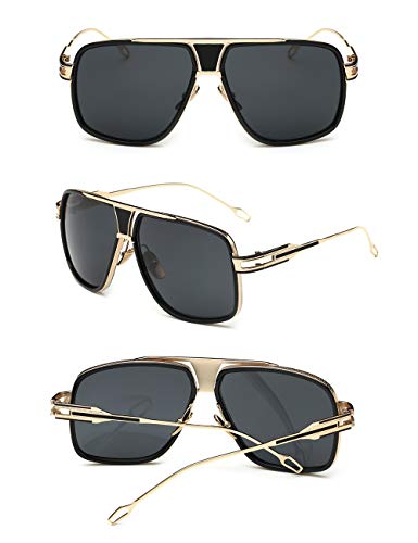 Image of Aviator Sunglasses for Men Retro Fashion Gold Oversized 70s shades | Disco Party Casual Lentes De Sol Hombre Large Big Designer 70s Outfits Sun Glasses Cool Metal Vintage Stylish Tinted Eyewear