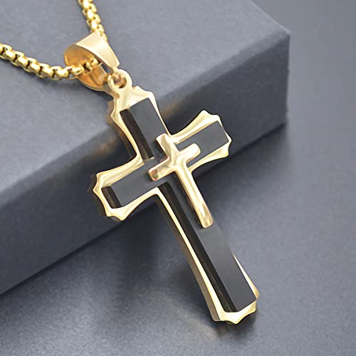 OLEVS Mens Cross Pendant Necklace Large Stainless Steel Cross Pendant Necklace for Men Women2