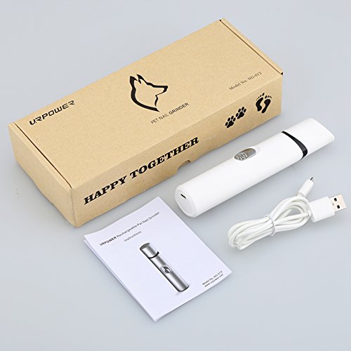 URPOWER Rechargeable Pet Nail Grinder Upgraded USB Charging Nail Trimmer Clipper Gentle Paws for Dogs Cats and Other Small & Medium Pets