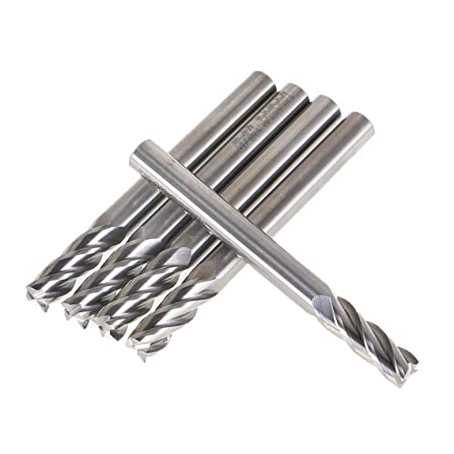 Image of 4 Flute Carbide End Mill 3 /4 Inch Cutting Length x 2-1 /2 Inch Overall Length x 1 /4 Inch Stem Diameter Suitable for Aluminum Cutting Non-Ferrous Metals Up Cutting 5 pcs