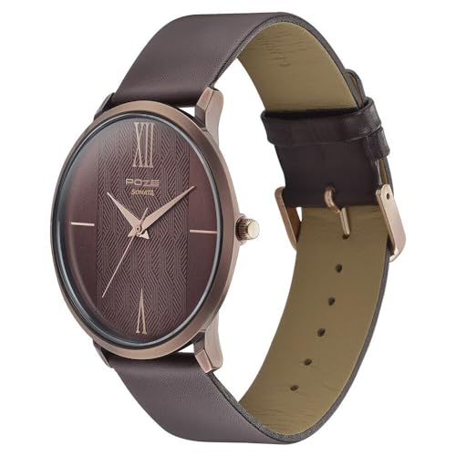 Image of Sonata Poze Quartz Analog Brown Dial Leather Strap Watch for Men-SP70004KL03