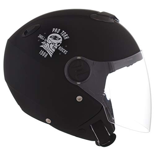 Pro Tork Capacete New Atomic Skull RideRosa Fosco 56 Preto/Prata