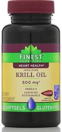 Finest Nutrition Heart Health 100% Pure Krill Oil Omega-3 - 60 softgels (500mg)