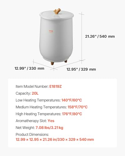 VEVOR Handtuchwärmer Eimer Wärmegerät 20 L mit LED-Licht & automatische Abschaltung & Temperatureinstellung, Towel Warmer für Spa Badezimmer Waschküche Grau, zum Erwärmen von Handtüchern