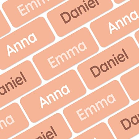 My Nametags® Award-Winning Name Stickers for Clothes & Items | 56 No-Iron, Washable Stick-On Tags for Babies, Kids & Adults (Light Salmon)
