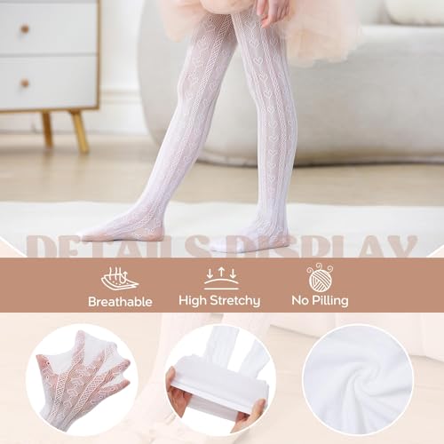 Image of Zando Girls Lace Tights Heart Butterfly Rose Patterned Fishnet Stockings for Toddler Girl Hollow Pantyhose 1T-12 Years