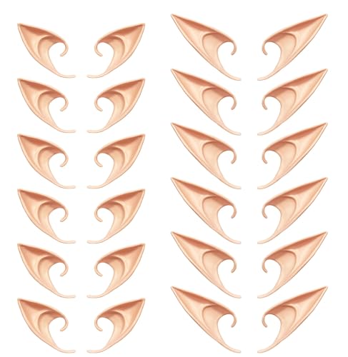 Kbraveo 12 Pair Elf Ears, Latex Fairy Ears, Halloween Christmas Party Dress Up Cosplay Costume