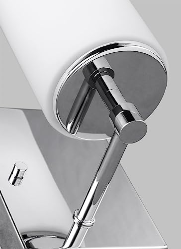 Image of Generation Lighting 4124601EN3-962 Alturas One Light Bath or Wall Sconce with Etched White Inside Glass Shade, Brushed Nickel Finish, 100 Total Watts, 8.75 Inch Height