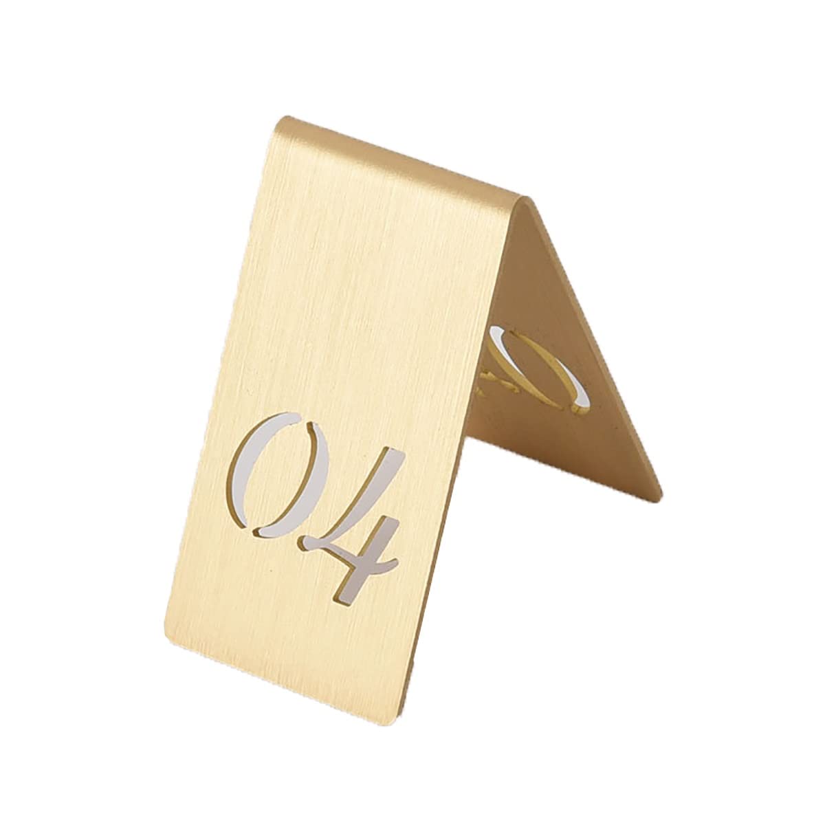 SaryEdge Brass Tent Style Table Numbers Restaurant, Cutout Vertical Brass Number Plate, 40á65mm Stackable Place Cards Wedding Reception Restaurant Party Cafes,One Color-Number 4