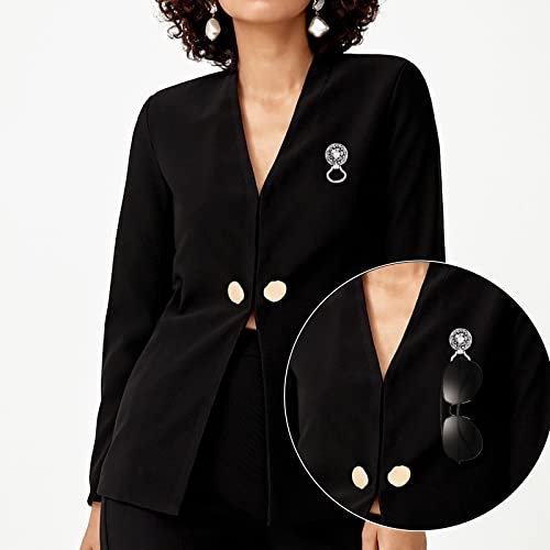 MJartoria Interchangeable Snap Buttons Centerpiece Rhinestone Eye Glass Holding Brooch (12pcs Blue-Rhinestone)2