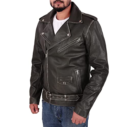 Image of Men Leather Jacket - Lambskin Winter Vintage Motorcycle Biker Jacket, Coat Soft & Stylish Moto Ride & Racing Jacket's
