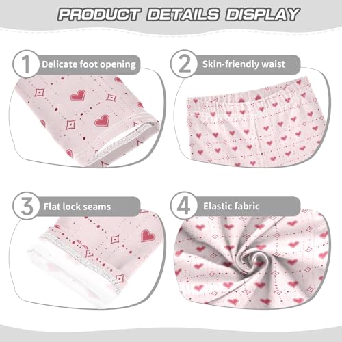 Hearts on Plaid Background Girls Leggings Athletic Pants Tights Stretch Bottom3