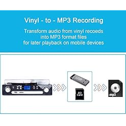 DIGITNOW! Tourne-Disque Bluetooth, Platine Vinyle 33/45/78 TR/Min avec Haut-parleurs intégrés, encodage du Vinyle au MP3, encodage SD/USB, Radio, Cassette, entrée auxiliaire - Les Beatles, Paul McCartney, John Lennon, RIngo Starr, George Harrison DIGITNOW! Tourne-Disque Bluetooth, Platine Vinyle 33/45/78 TR/Min avec Haut-parleurs intégrés, encodage du Vinyle au MP3, encodage SD/USB, Radio, Cassette, entrée auxiliaire – Image 4